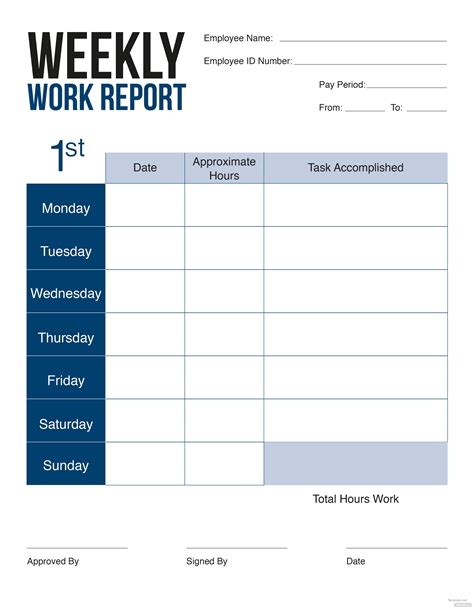 weekly work summary report template